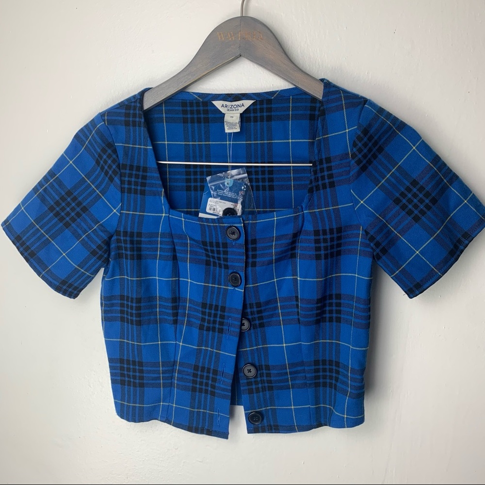 Arizona Womens Square Neck Short Sleeve Crop Top